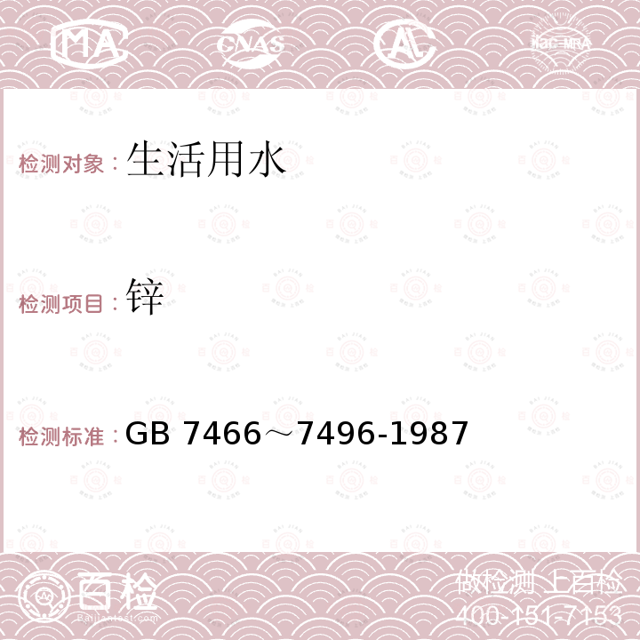 锌 GB 7466～7496-1987  