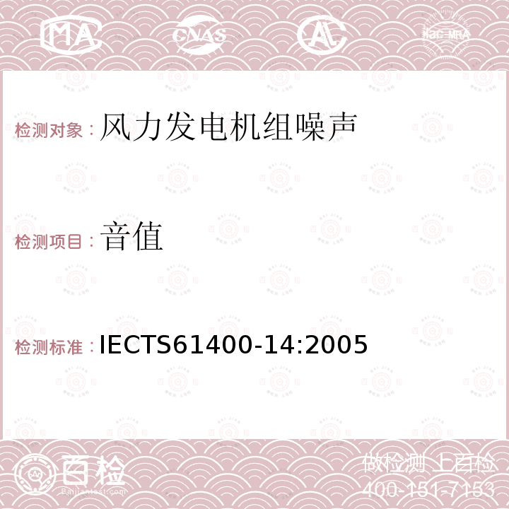 音值 IECTS 61400-1  IECTS61400-14:2005
