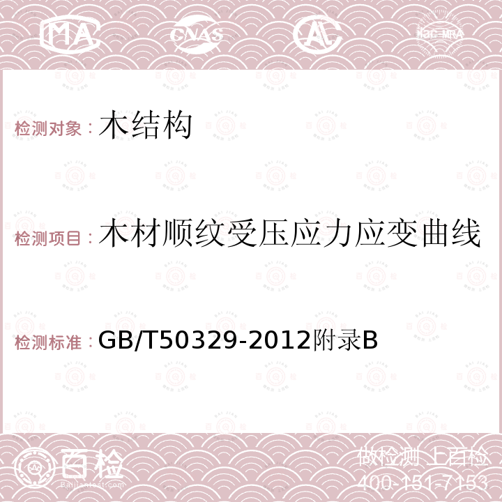 木材顺纹受压应力应变曲线 GB/T 50329-2012 木结构试验方法标准(附条文说明)