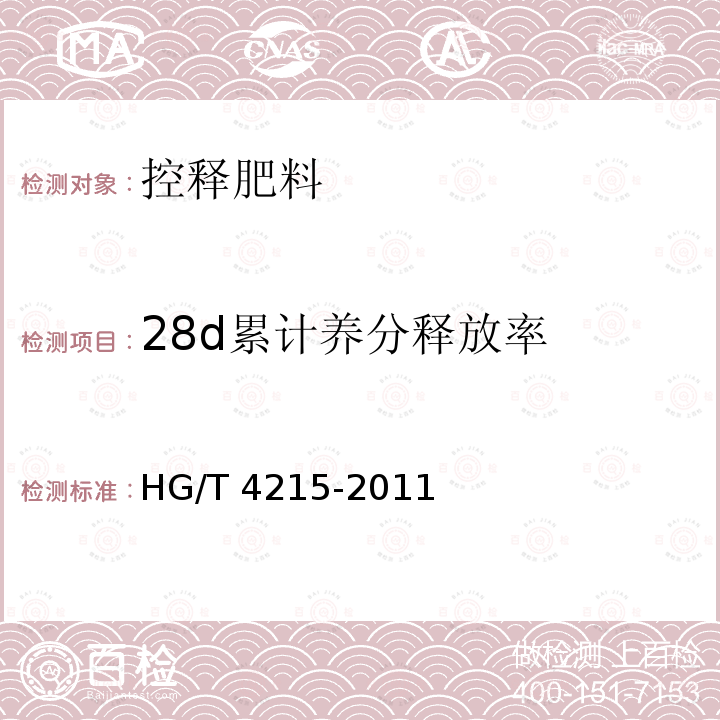 28d累计养分释放率 28d累计养分释放率 HG/T 4215-2011