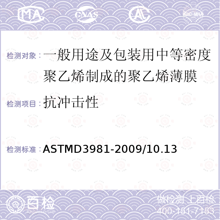 抗冲击性 ASTMD 3981-20  ASTMD3981-2009/10.13