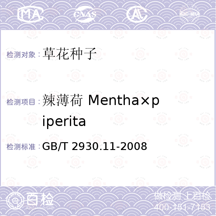 辣薄荷 Mentha×piperita GB/T 2930.11-2008 草种子检验规程 检验报告