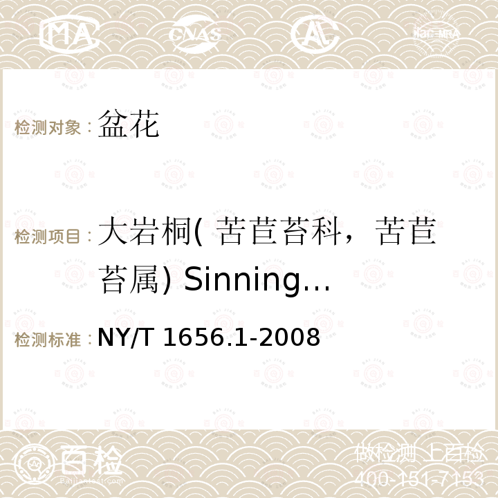大岩桐( 苦苣苔科，苦苣苔属) Sinningia speciosa NY/T 1656.1-2008 花卉检验技术规范 第1部分:基本规则