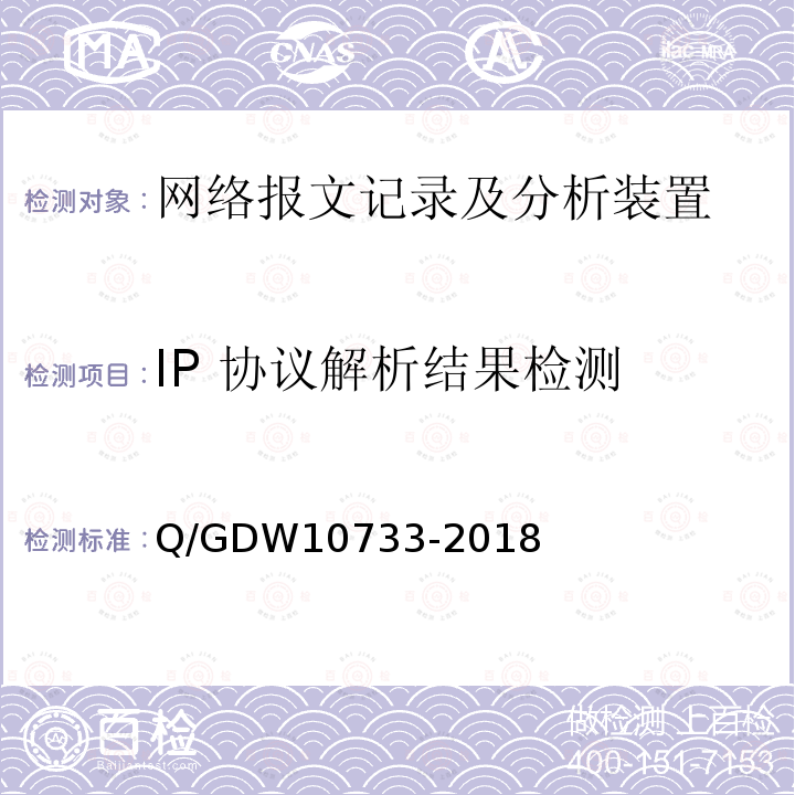 IP 协议解析结果检测 IP 协议解析结果检测 Q/GDW10733-2018
