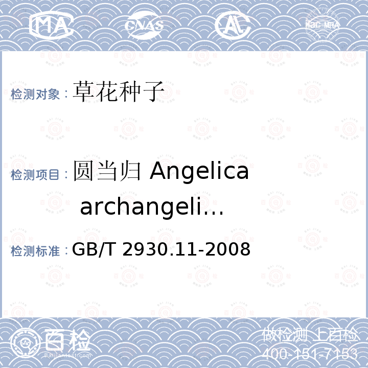 圆当归 Angelica archangelica GB/T 2930.11-2008 草种子检验规程 检验报告