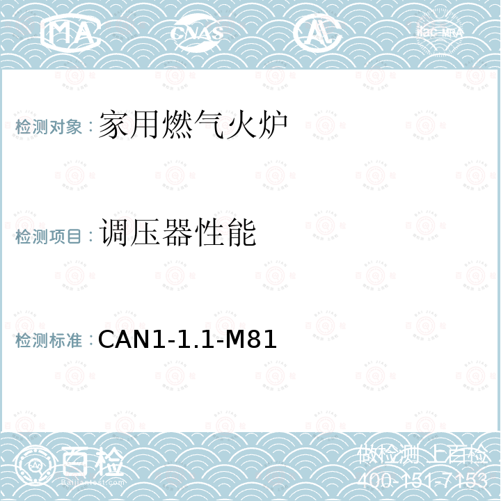 调压器性能 调压器性能 CAN1-1.1-M81