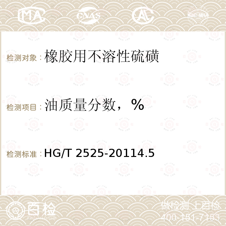 油质量分数，% HG/T 2525-2011 橡胶用不溶性硫磺