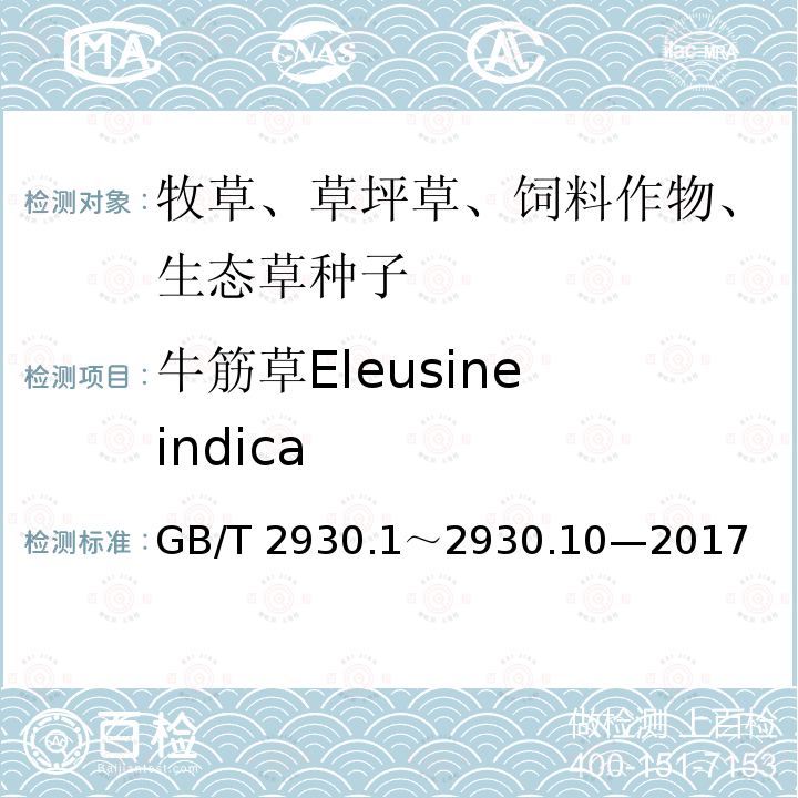 牛筋草Eleusine indica GB/T 2930  .1～2930.10—2017