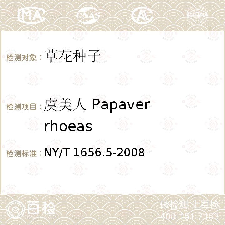 虞美人 Papaver rhoeas NY/T 1656.5-2008 花卉检验技术规范 第5部分:花卉种子检验