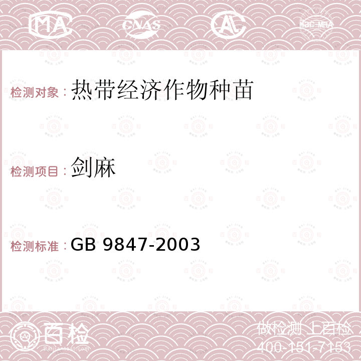剑麻 GB 9847-2003 苹果苗木