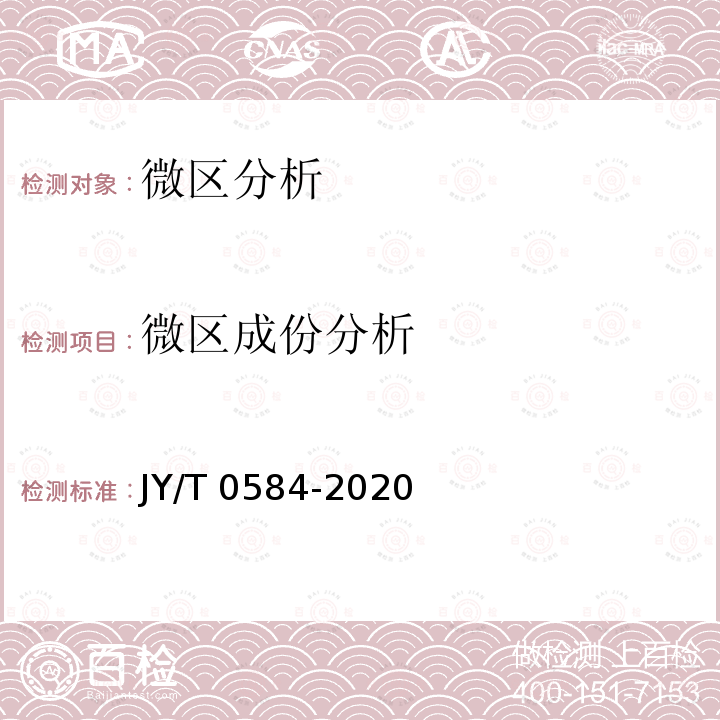 微区成份分析 JY/T 0584-2020 扫描电子显微镜分析方法通则