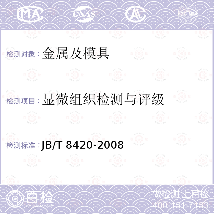 显微组织检测与评级 显微组织检测与评级 JB/T 8420-2008