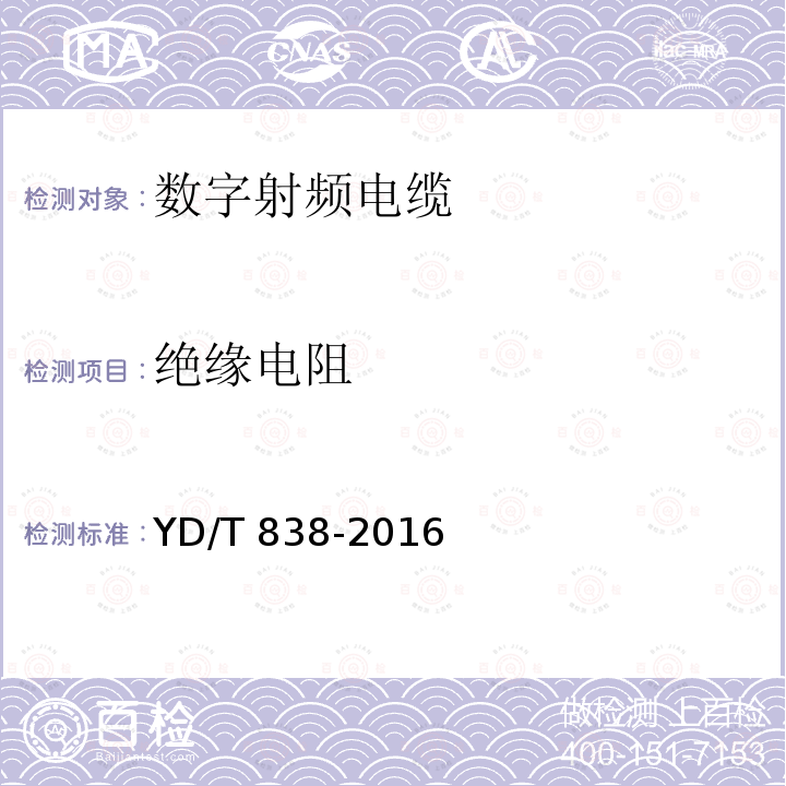 绝缘电阻 YD/T 838-2016  