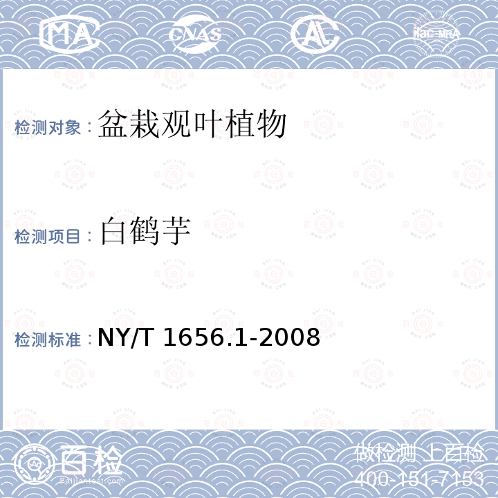 白鹤芋 NY/T 1656.1-2008 花卉检验技术规范 第1部分:基本规则
