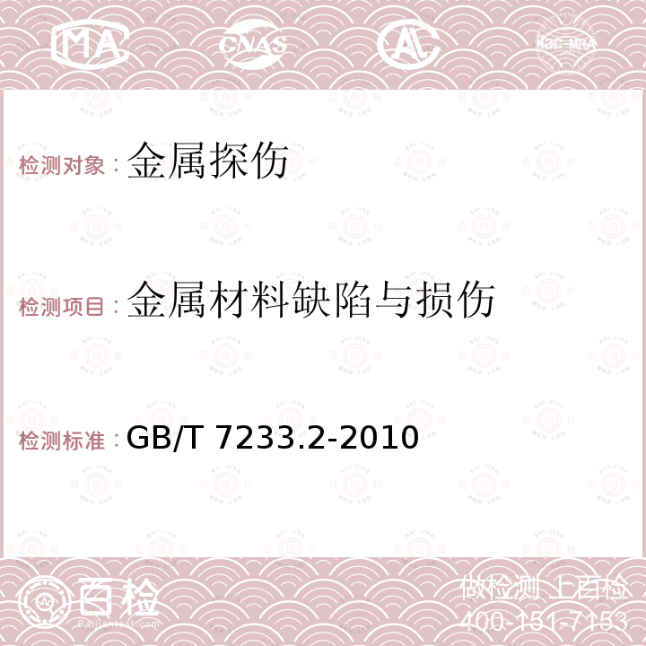 金属材料缺陷与损伤 GB/T 7233.2-2010 铸钢件 超声检测 第2部分:高承压铸钢件