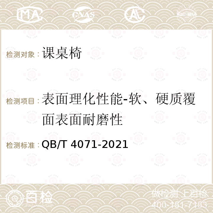 表面理化性能-软、硬质覆面表面耐磨性 QB/T 4071-2021 课桌椅