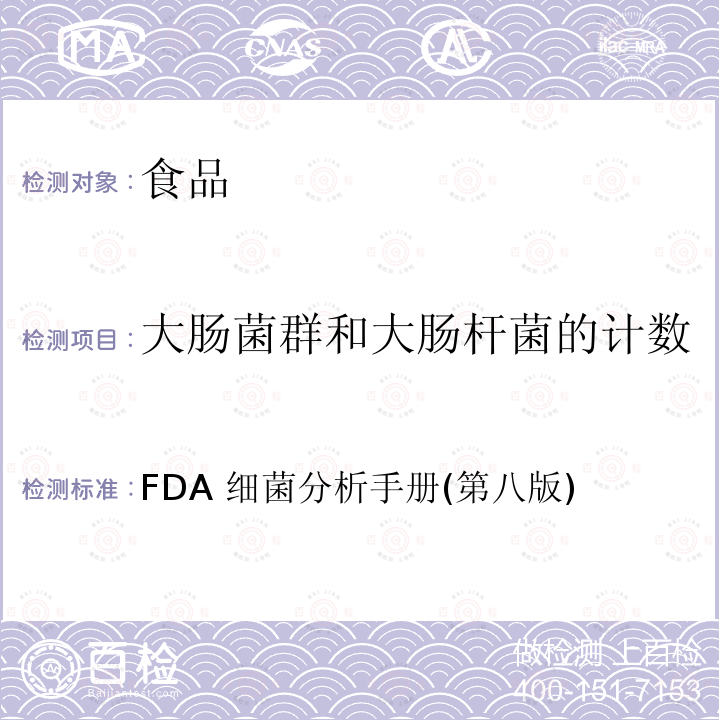 大肠菌群和大肠杆菌的计数 FDA 细菌分析手册(第八版)  FDA 细菌分析手册(第八版)