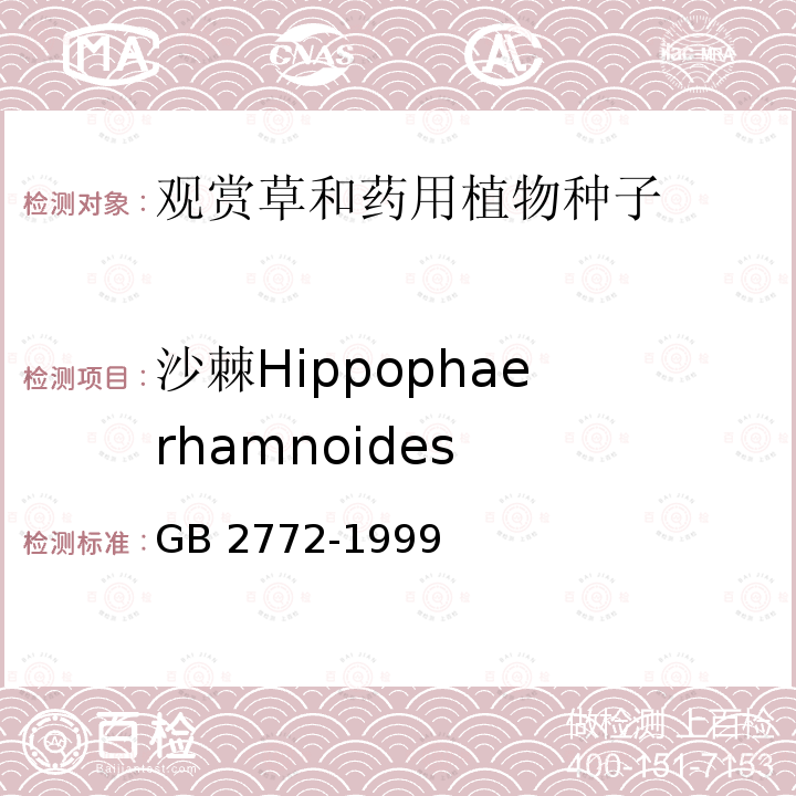 沙棘Hippophae rhamnoides GB/T 2772-1999 【强改推】林木种子检验规程