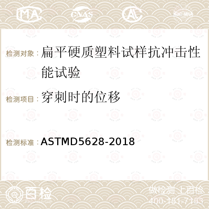 穿刺时的位移 ASTMD 5628-20  ASTMD5628-2018