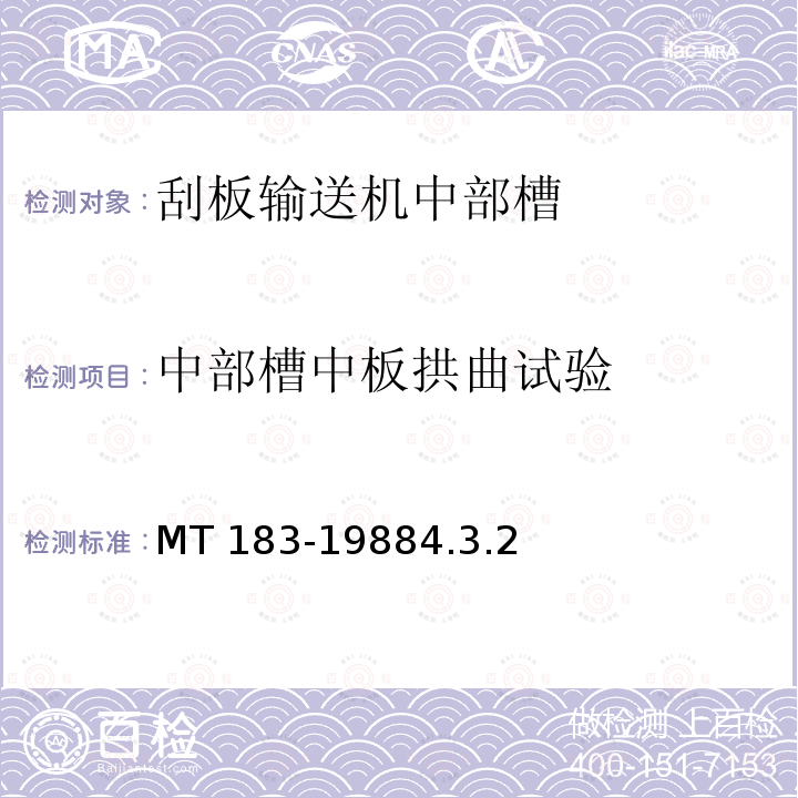 中部槽中板拱曲试验 MT 183-19884.3  .2