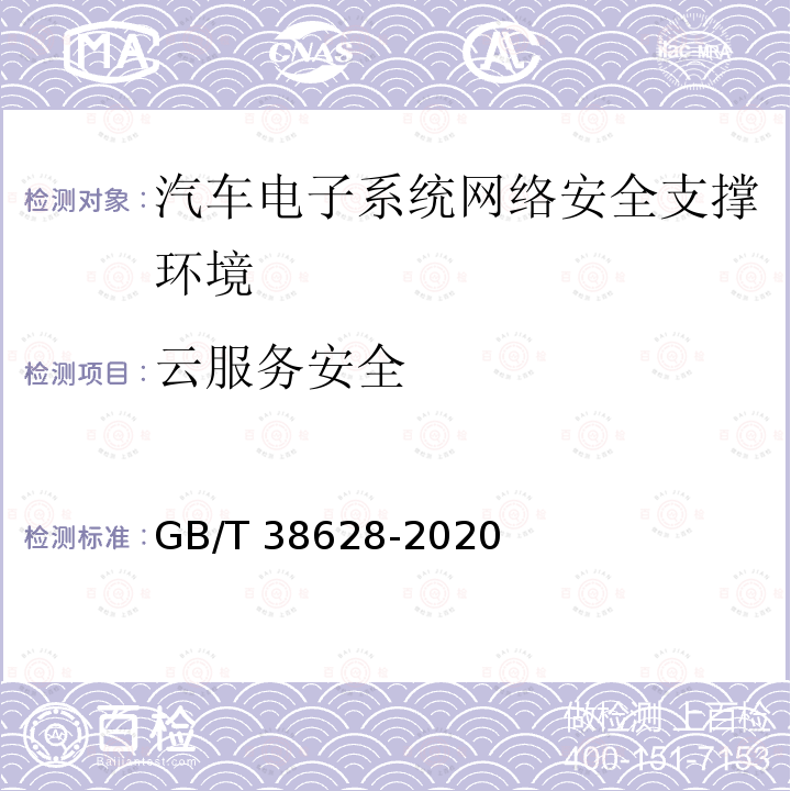 云服务安全 GB/T 38628-2020 信息安全技术 汽车电子系统网络安全指南