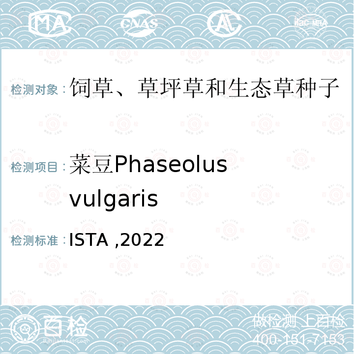 菜豆Phaseolus vulgaris ISTA ,2022  