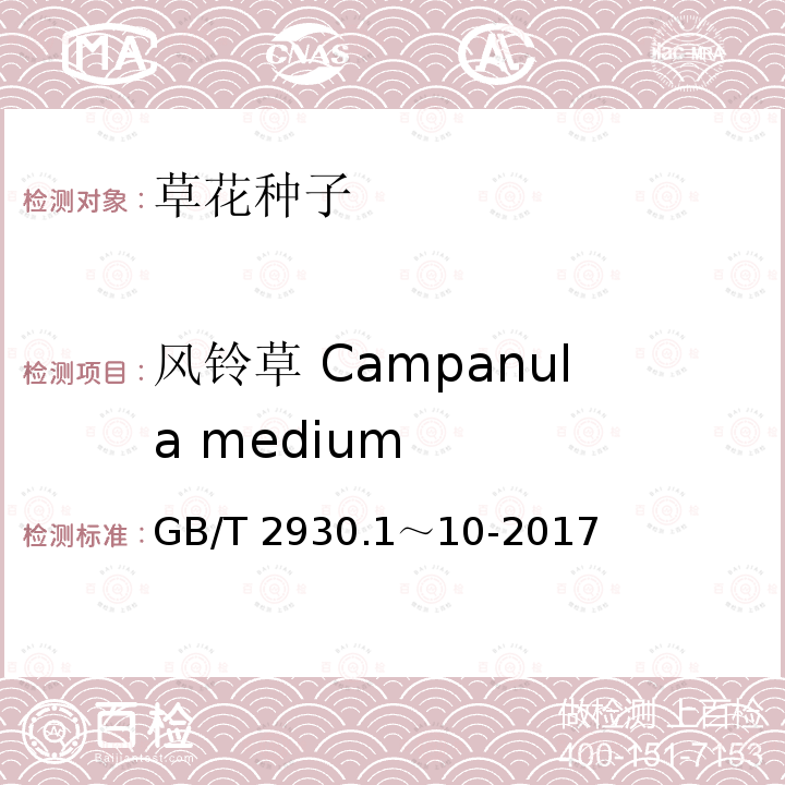 风铃草 Campanula medium GB/T 2930.1～10-2017  