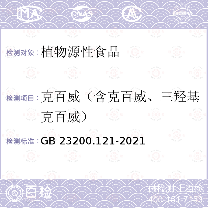 克百威（含克百威、三羟基克百威） GB 23200.121-2021 食品安全国家标准 植物源性食品中331种农药及其代谢物残留量的测定 液相色谱-质谱联用法