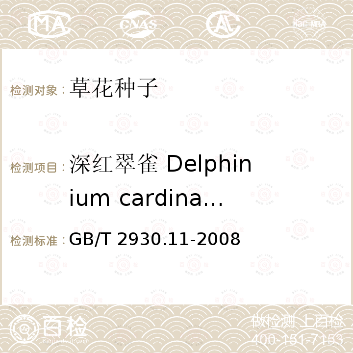 深红翠雀 Delphinium cardinale GB/T 2930.11-2008 草种子检验规程 检验报告