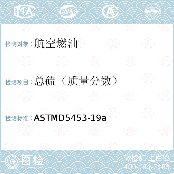 总硫（质量分数） 总硫（质量分数） ASTMD5453-19a