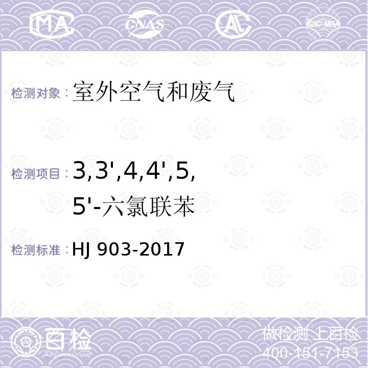 3,3',4,4',5,5'-六氯联苯 HJ 903-2017 环境空气 多氯联苯的测定 气相色谱法