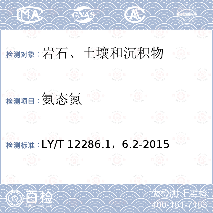氨态氮 LY/T 12286.1，6.2-2015  