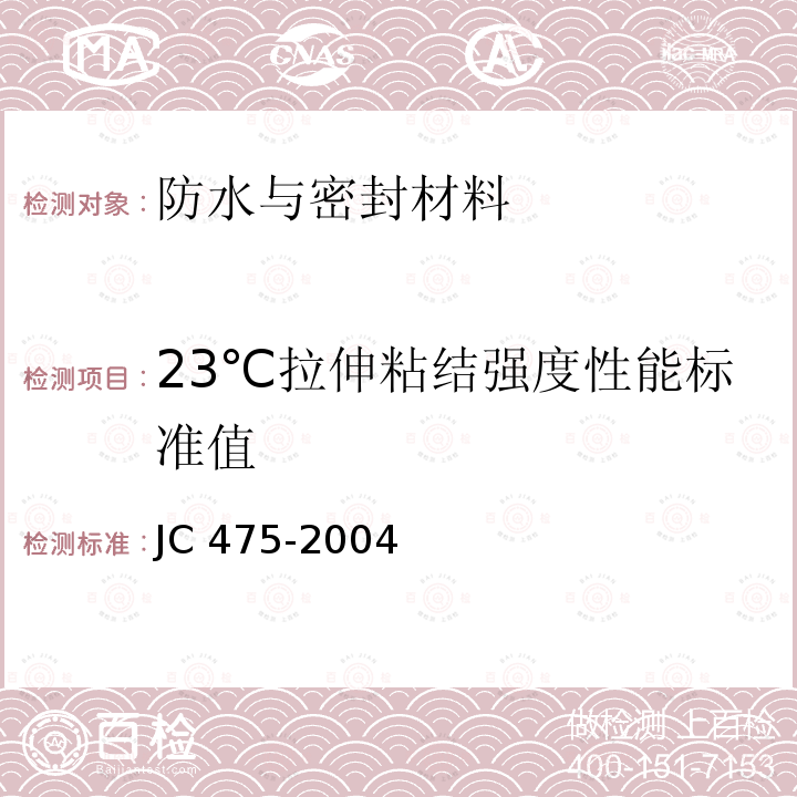 23℃拉伸粘结强度性能标准值 JC/T 475-2004 【强改推】混凝土防冻剂
