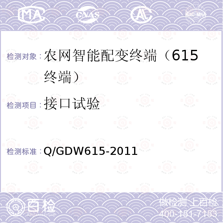 接口试验 Q/GDW 615-2011  Q/GDW615-2011