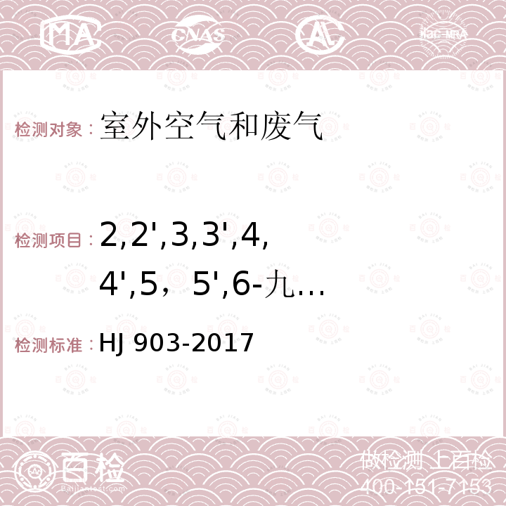 2,2',3,3',4,4',5，5',6-九氯联苯 HJ 903-2017 环境空气 多氯联苯的测定 气相色谱法