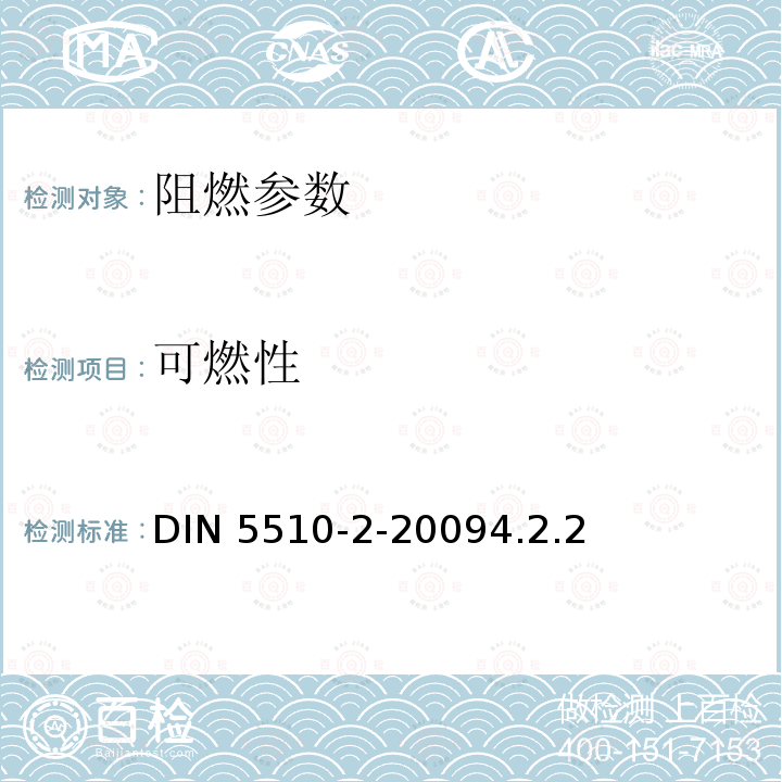 可燃性 DIN 5510-2-20094.2.2  