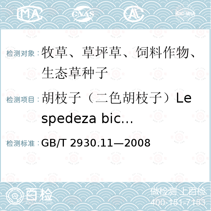 胡枝子（二色胡枝子）Lespedeza bicolor GB/T 2930.11-2008 草种子检验规程 检验报告