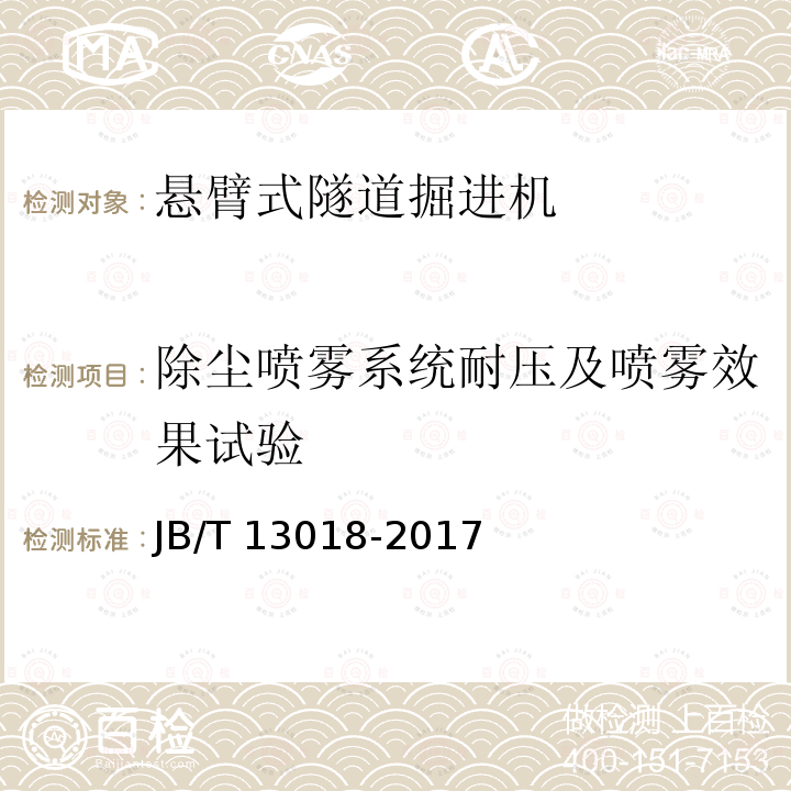 除尘喷雾系统耐压及喷雾效果试验 除尘喷雾系统耐压及喷雾效果试验 JB/T 13018-2017