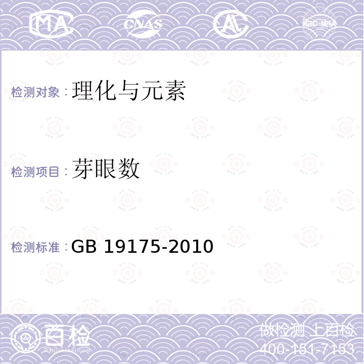 芽眼数 GB 19175-2010 桃苗木