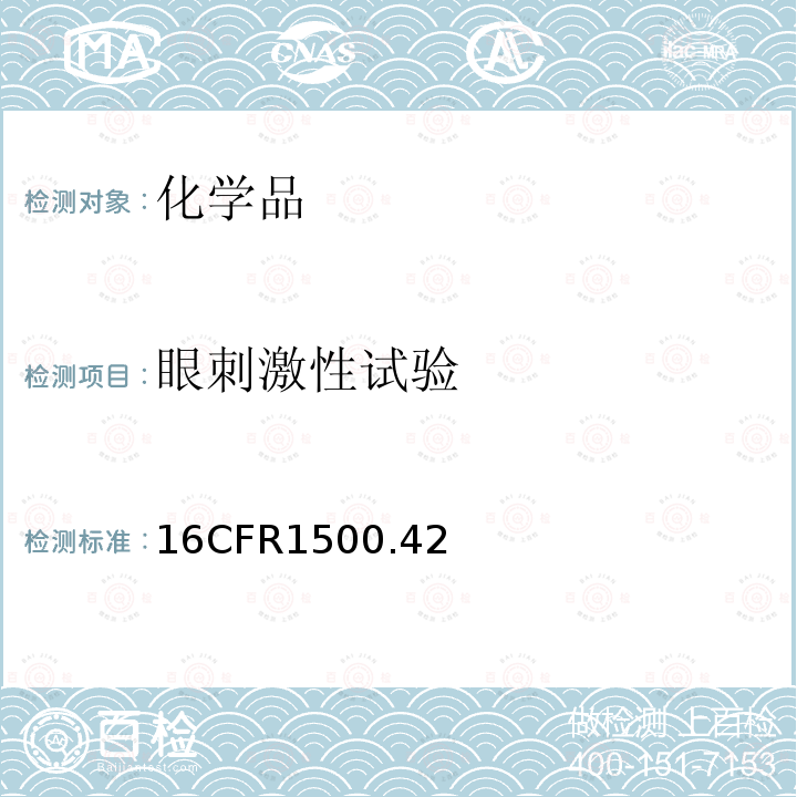 眼刺激性试验 CFR 1500.42  16CFR1500.42