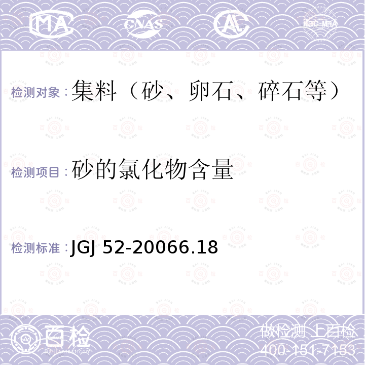 砂的氯化物含量 JGJ 52-2006 普通混凝土用砂、石质量及检验方法标准(附条文说明)