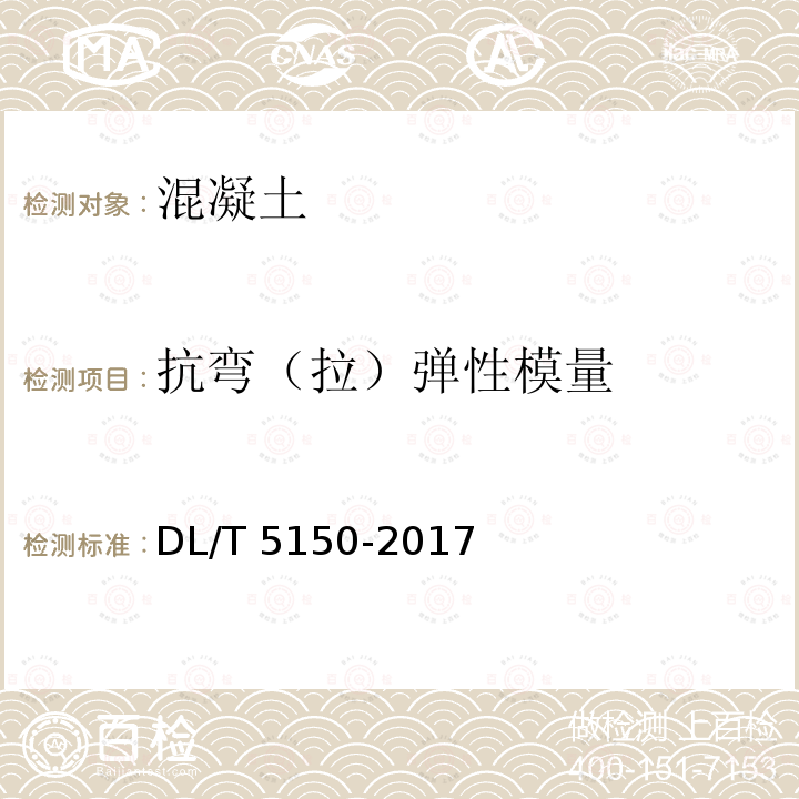 抗弯（拉）弹性模量 DL/T 5150-2017 水工混凝土试验规程(附条文说明)