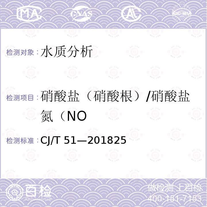 硝酸盐（硝酸根）/硝酸盐氮（NO 硝酸盐（硝酸根）/硝酸盐氮（NO CJ/T 51—201825