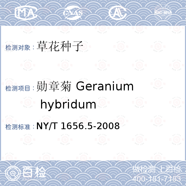 勋章菊 Geranium hybridum 勋章菊 Geranium hybridum NY/T 1656.5-2008