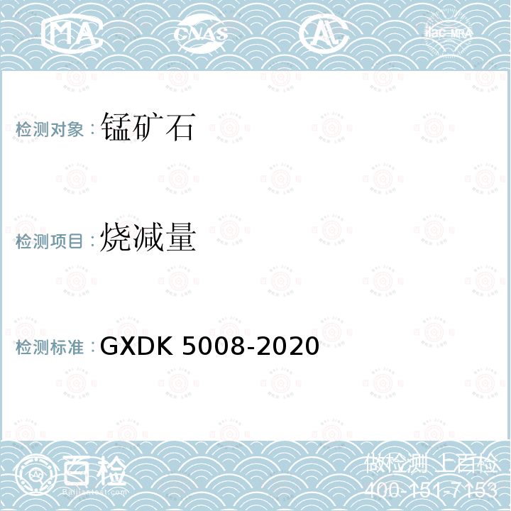 烧减量 K 5008-2020  GXD