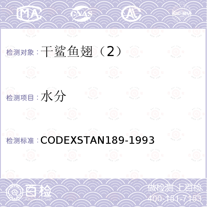 水分 水分 CODEXSTAN189-1993