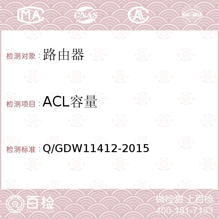ACL容量 ACL容量 Q/GDW11412-2015