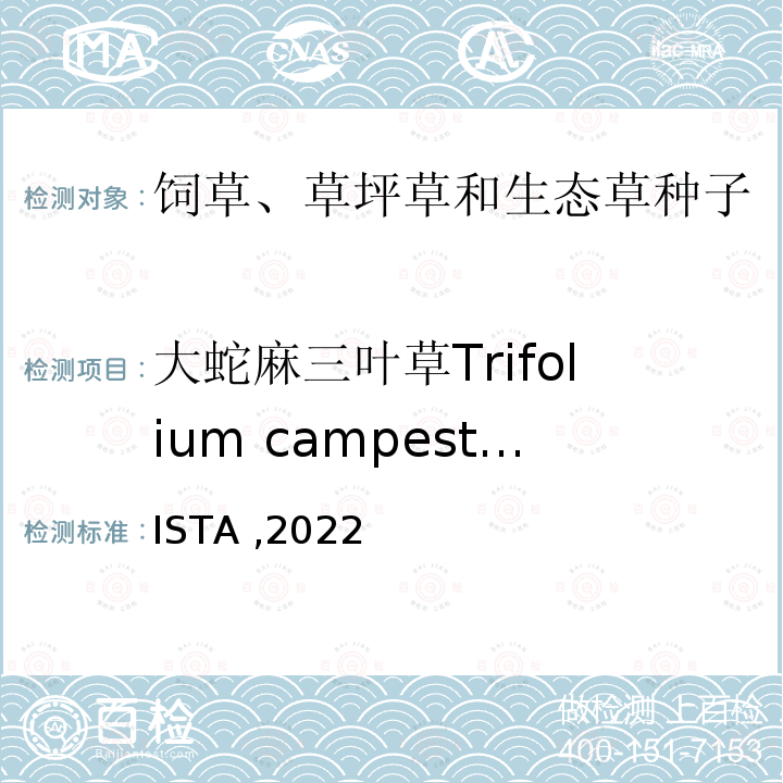 大蛇麻三叶草Trifolium campestre ISTA ,2022  