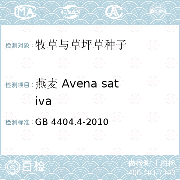 燕麦 Avena sativa GB 4404.4-2010 粮食作物种子 第4部分:燕麦