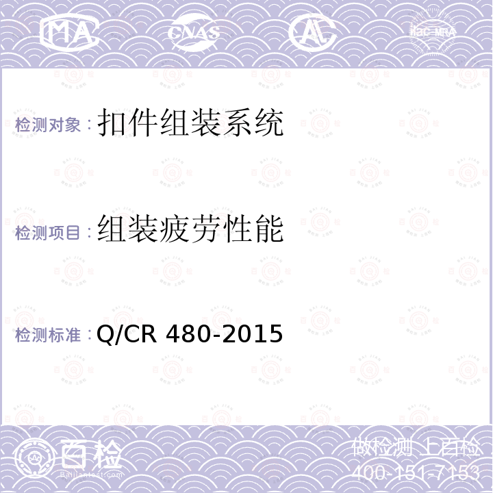 组装疲劳性能 Q/CR 480-2015  